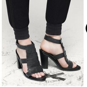 Rag & Bone Deane Leather T-Strap Sandals, Black